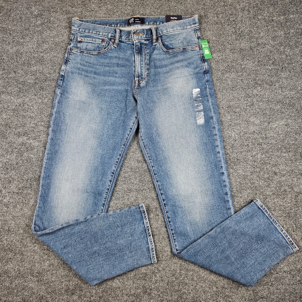 Gap Straight‎ Leg Jeans Men's 34x34 GapFlex Mid Rise Denim Jeans Med Wash NEW